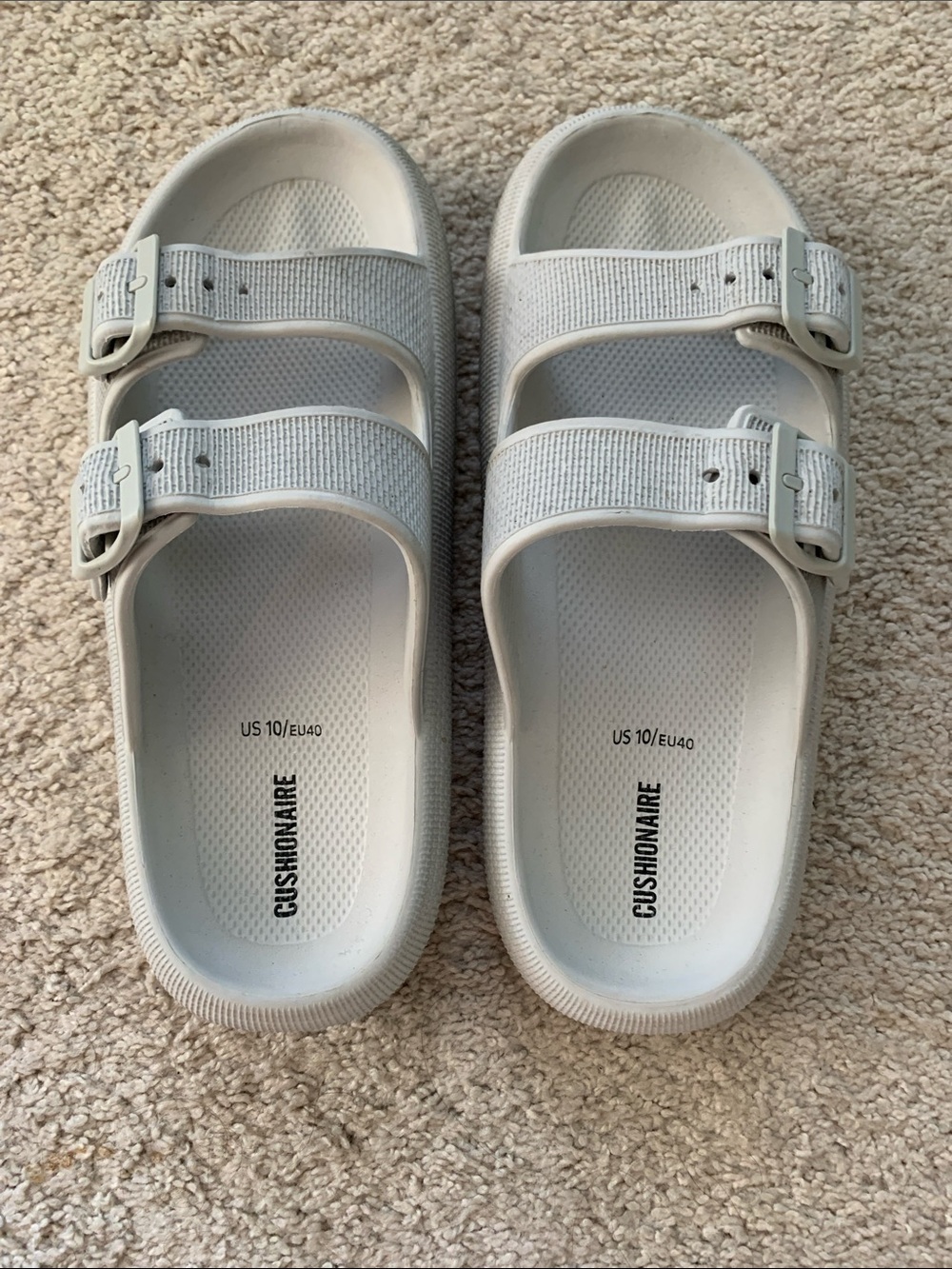 Cushionaire Men's Double-Strap Sandals in Light Gray